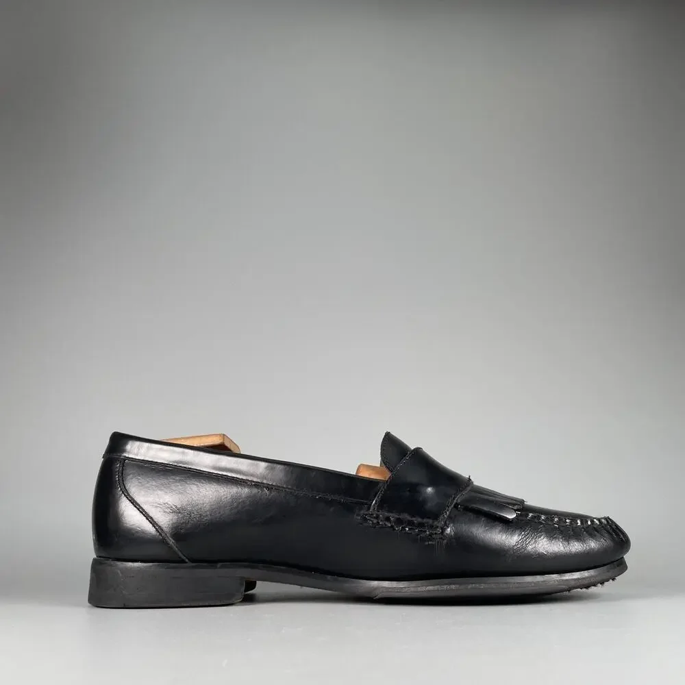 G.H. Bass Men's Size 8 Black Leather Casual Slip On Kilt Dress Shoes Casual GUC